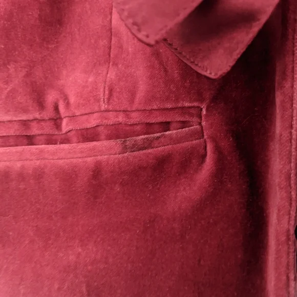 Vintage Old Navy Blazer Women’s Burgundy Velvet Silky Bow Detail | Small - Picture 7 of 8